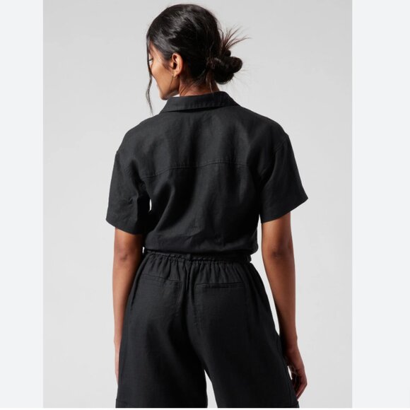 *Athleta Black Playa Linen Tie Top - Picture 3 of 10